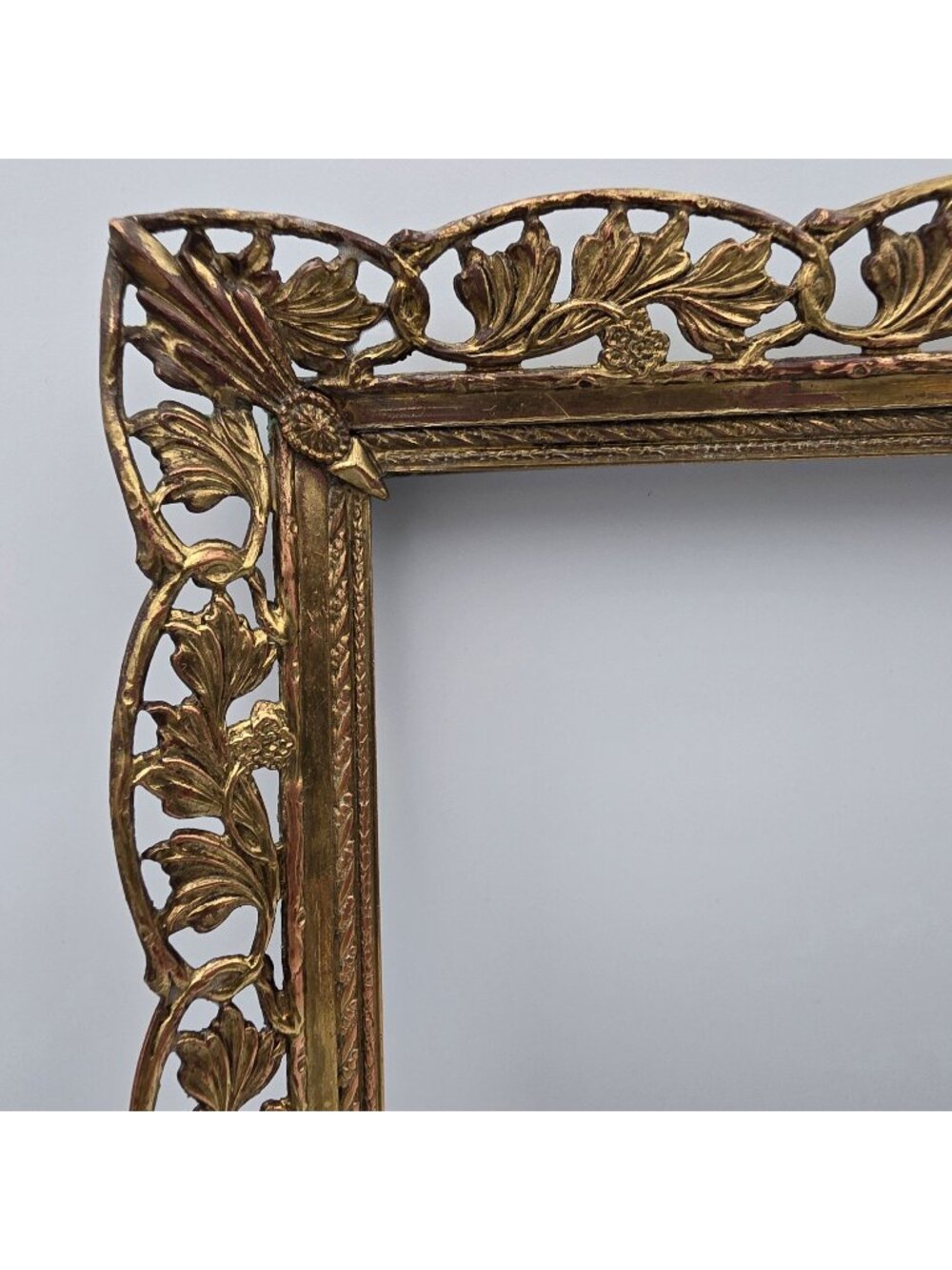Ornate Gold Tone Picture Frame Openwork Floral Design For 8" X 10"